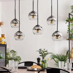 Suspension - Verre Koyoto Chrome, Clair, Fumé, 6 lumières