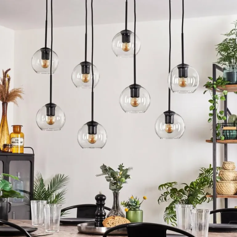 Suspension - Verre Koyoto Clair, 8 lumières