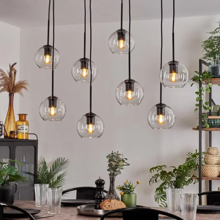 Suspension - Verre Koyoto Clair, 8 lumières