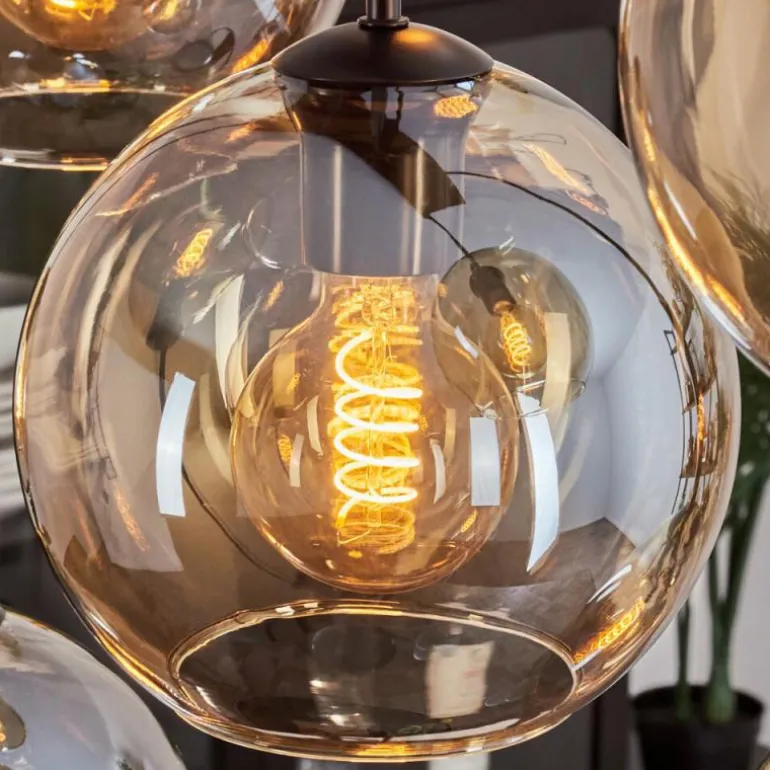 Suspension - Verre Koyoto Ambre, 6 lumières