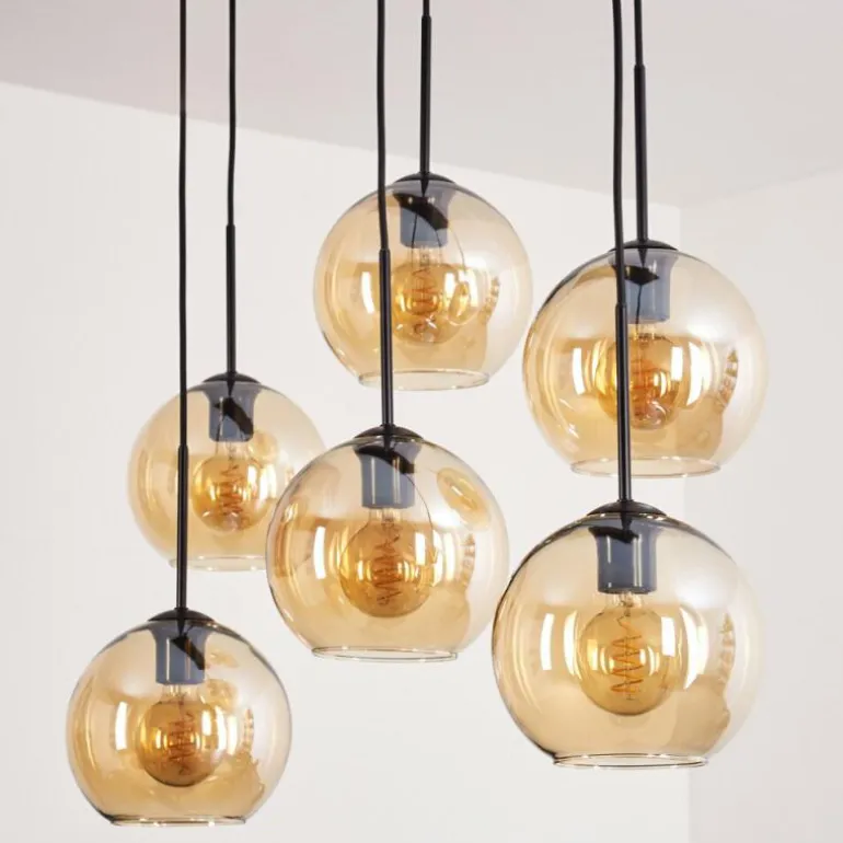 Suspension - Verre Koyoto Ambre, 6 lumières