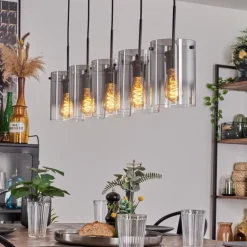 Suspension - Verre Parane Clair, Fumé, 5 lumières