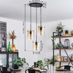 Suspension - Verre Parane Ambre, 3 lumières