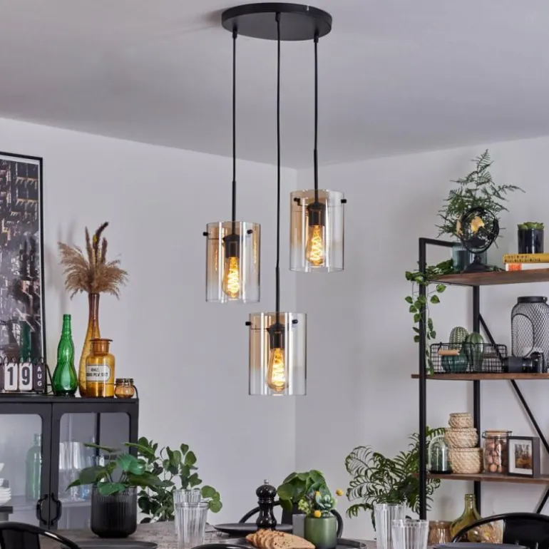 Suspension - Verre Parane Ambre, Clair, 3 lumières