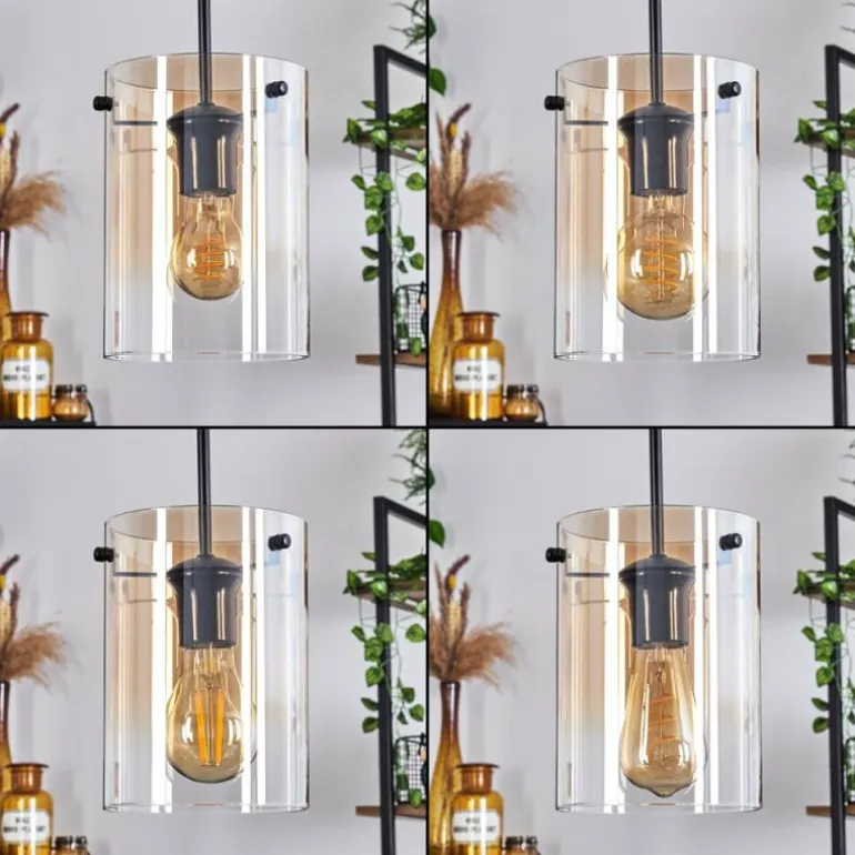 Suspension - Verre Parane Ambre, Clair, 5 lumières