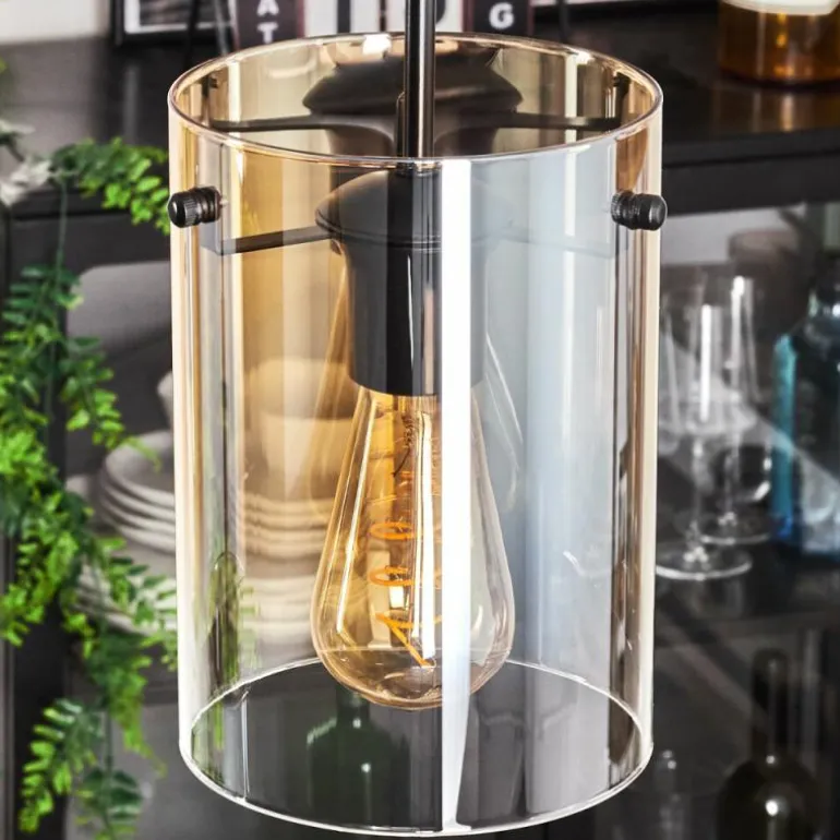 Suspension - Verre Parane Ambre, Clair, 5 lumières