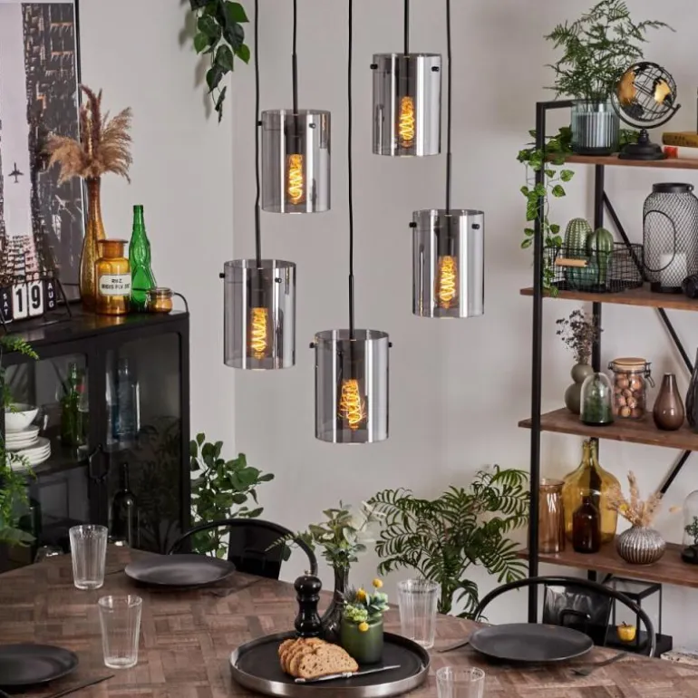 Suspension - Verre Parane Fumé, 5 lumières