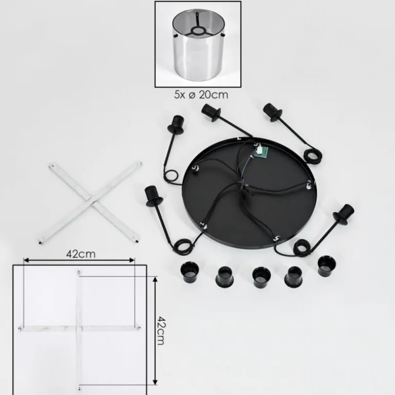 Suspension - Verre Parane Fumé, 5 lumières