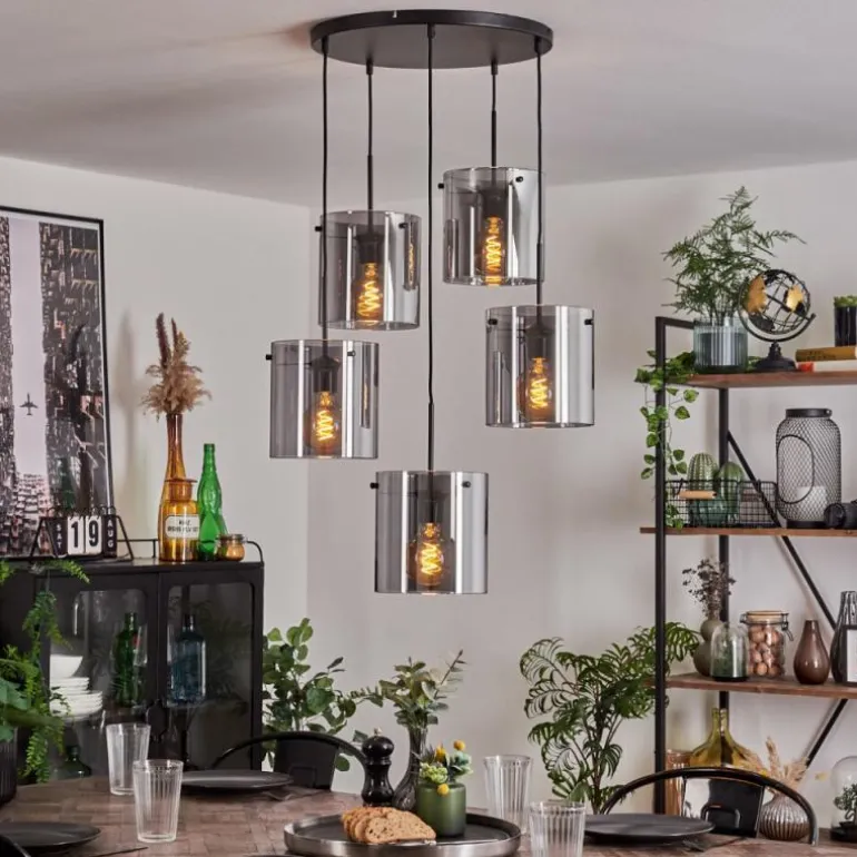Suspension - Verre Parane Fumé, 5 lumières