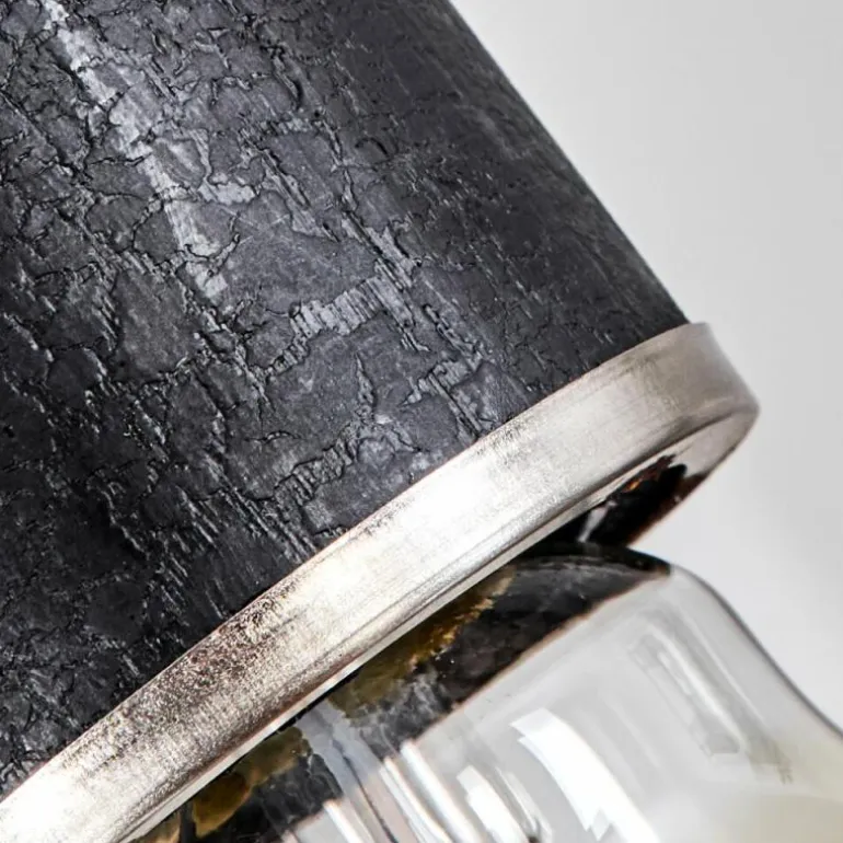 Suspension Wheelwright Nickel mat, Noir, 3 lumières