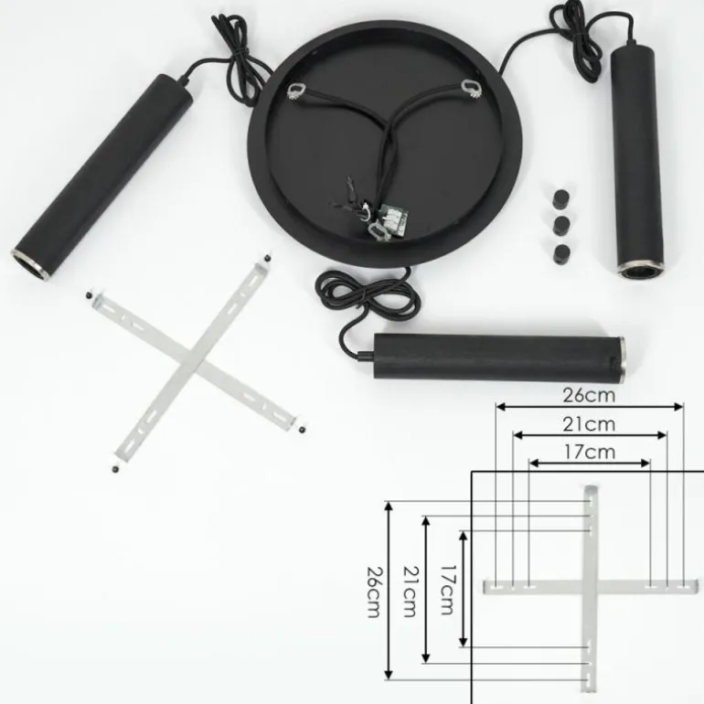 Suspension Wheelwright Nickel mat, Noir, 3 lumières