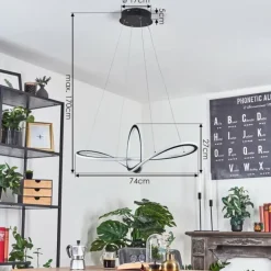 Suspension Zibreira LED Noir, 1 lumière, Télécommandes