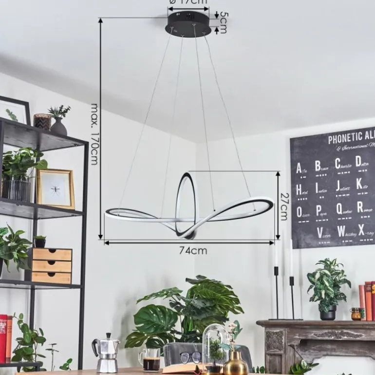 Suspension Zibreira LED Noir, 1 lumière, Télécommandes