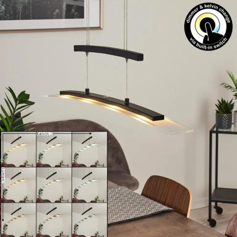 Suspension Balcairn LED Noir, 4 lumières