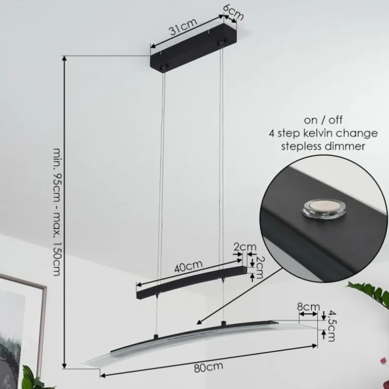 Suspension Balcairn LED Noir, 4 lumières