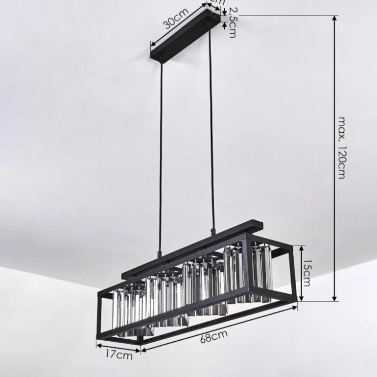 Suspension Barracon Noir, 4 lumières