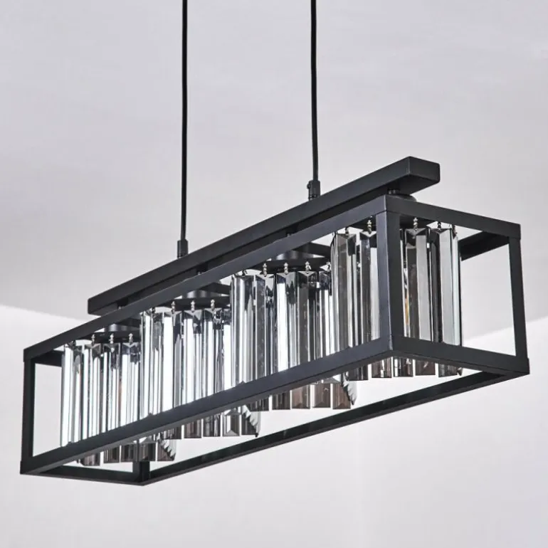Suspension Barracon Noir, 4 lumières