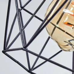 Suspension Betsele Bois clair, Noir, 4 lumières