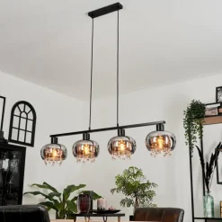 Suspension Boundry Noir, 4 lumières