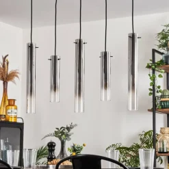 Suspension Caimitte Clair, Fumé, 5 lumières