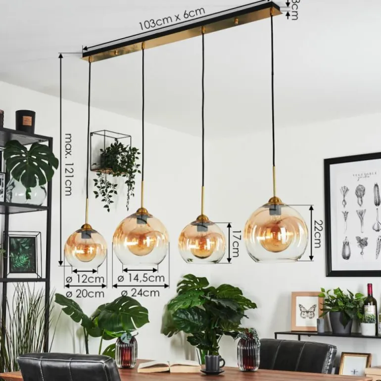 Suspension Calapa Laiton, 4 lumières