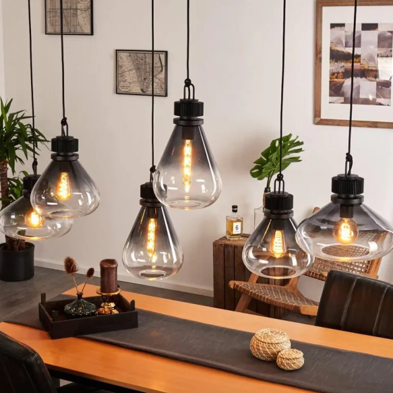 Suspension Coapilla Noir, 6 lumières
