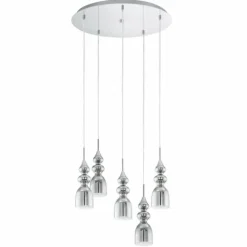 Suspension Eglo BOLANOS LED Chrome, 5 lumières