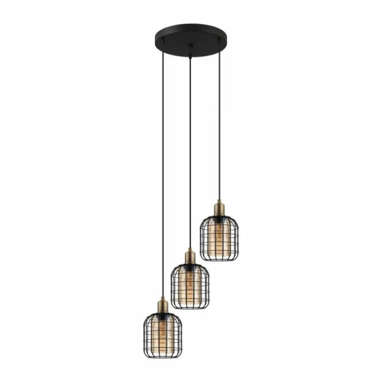 Suspension Eglo CHISLE Or, Noir, 3 lumières