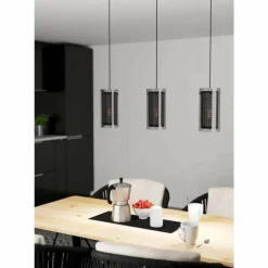 Suspension Eglo PINTO TEXTIL Noir, 3 lumières