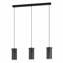 Suspension Eglo PINTO TEXTIL Noir, 3 lumières