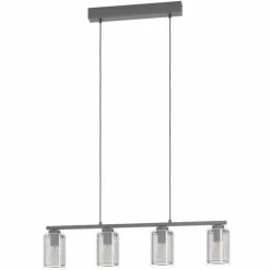 Suspension Eglo-Leuchten ZOCABON Noir, 4 lumières