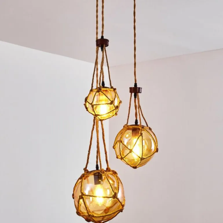 Suspension Eslov Brun, Rouille, 3 lumières
