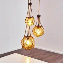 Suspension Eslov Brun, Rouille, 3 lumières