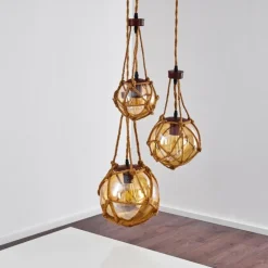 Suspension Eslov Brun, Rouille, 3 lumières