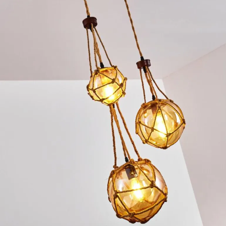Suspension Eslov Brun, Rouille, 3 lumières