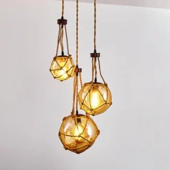 Suspension Eslov Brun, Rouille, 3 lumières