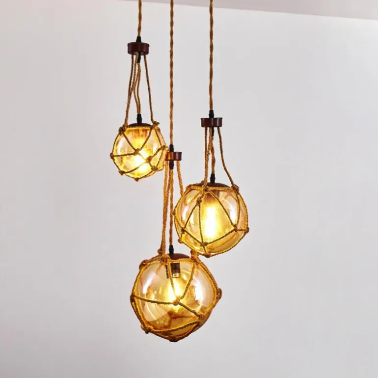 Suspension Eslov Brun, Rouille, 3 lumières