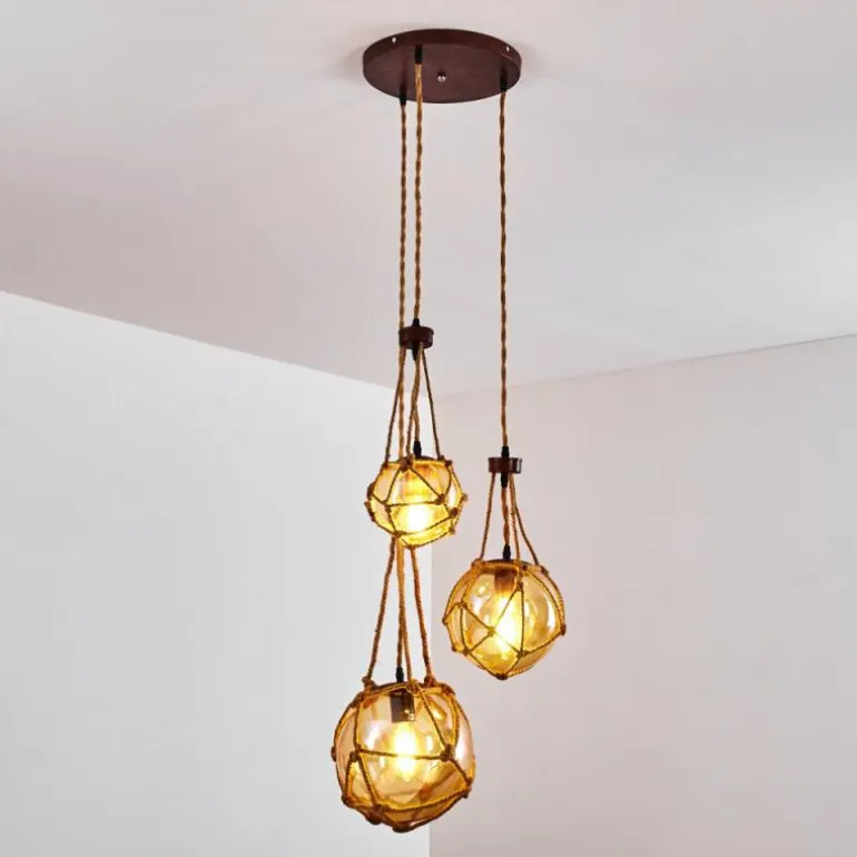Suspension Eslov Brun, Rouille, 3 lumières