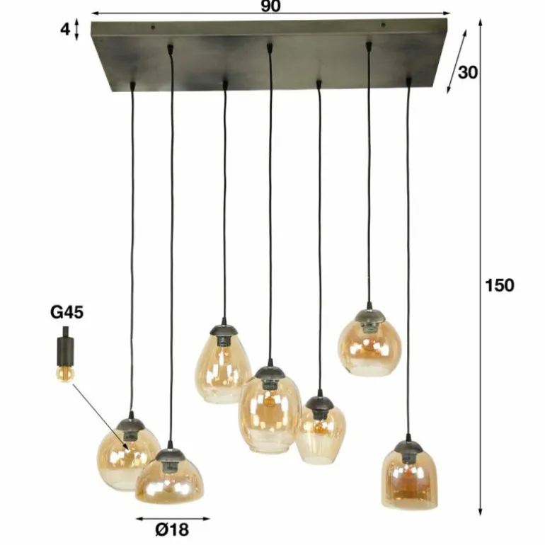 Suspension Espriella Argent Oxydé, 7 lumières