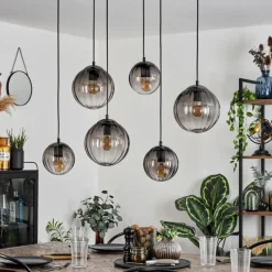 Suspension Evolene Noir, 6 lumières