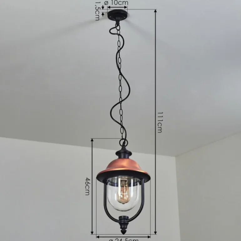 Suspension extérieur Gascon Noir, 1 lumière