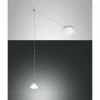 Suspension Fabas Luce Isabella LED Chrome, Blanc, 1 lumière