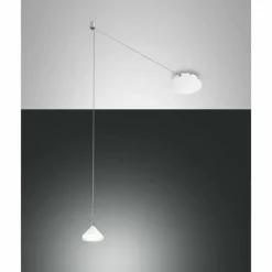 Suspension Fabas Luce Isabella LED Chrome, Blanc, 1 lumière