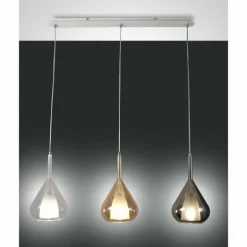 Suspension Fabas Luce Lila Ambre, Gris, 3 lumières