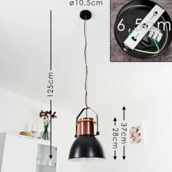 Suspension Fieberbrunn Cuivre, Noir, 1 lumière