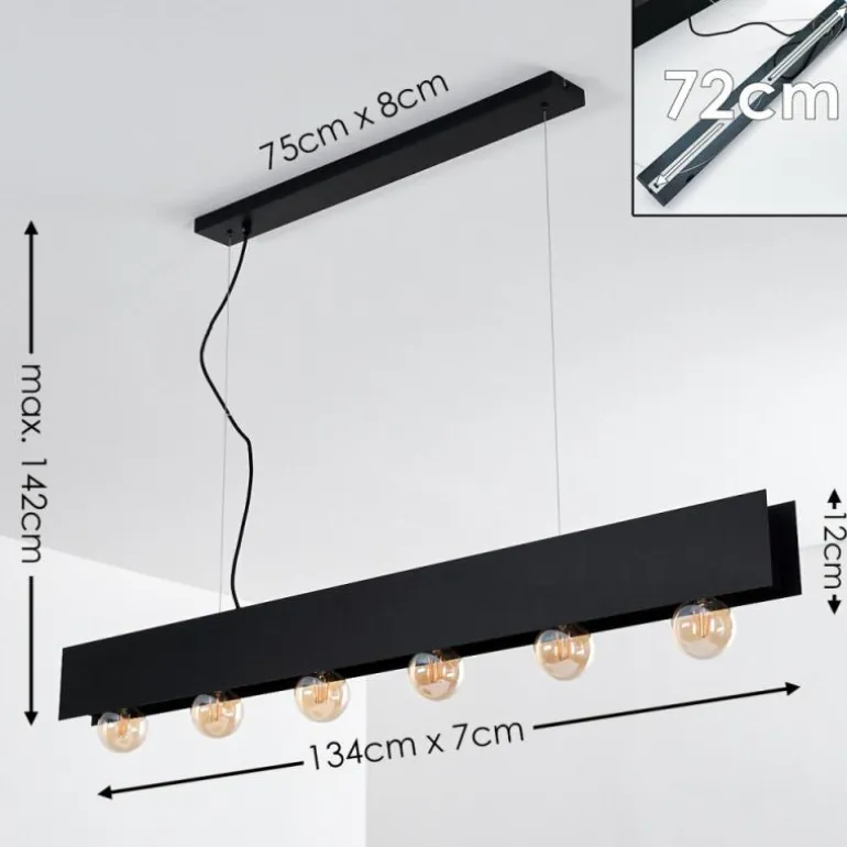 Suspension Fria Noir, 6 lumières