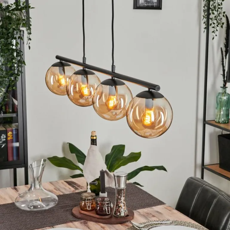 Suspension Gastor Ambre, 4 lumières