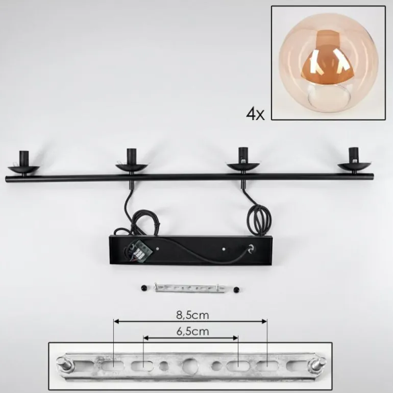 Suspension Gastor Ambre, 4 lumières