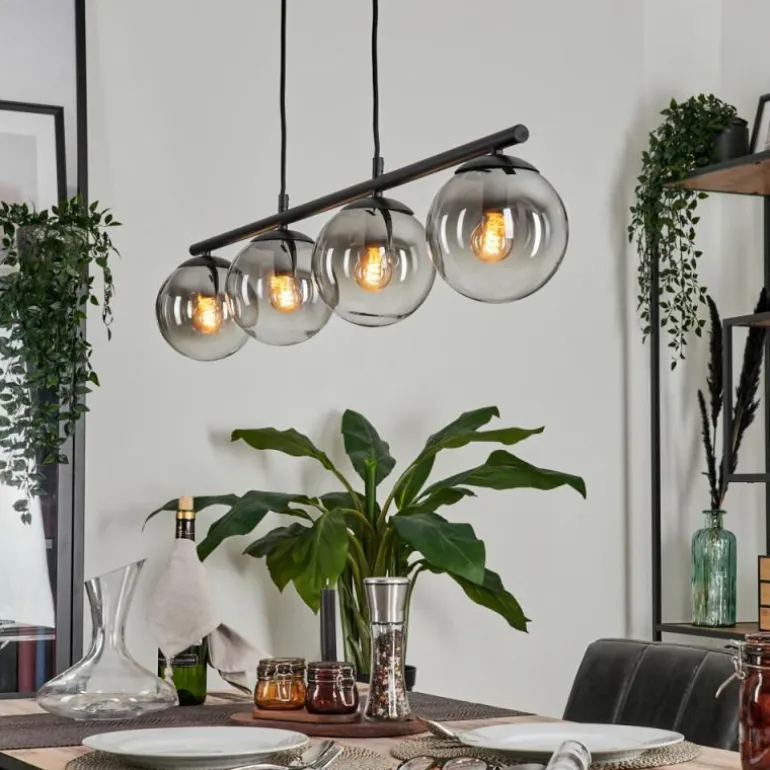 Suspension Gastor Clair, Fumé, 4 lumières