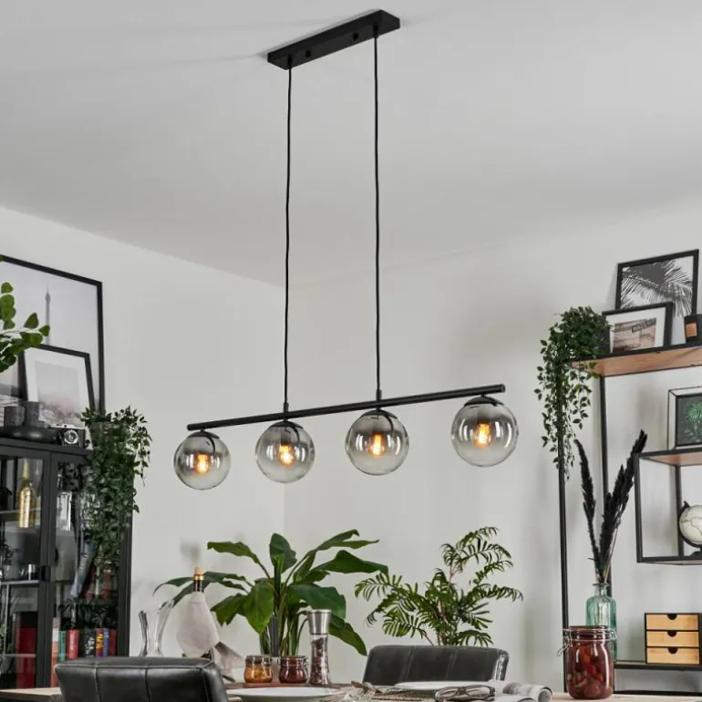 Suspension Gastor Clair, Fumé, 4 lumières